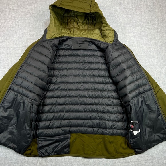 Lululemon Down For It All Hooded Quilted Down Puffer Jacket Men Large Green - Picture 4 of 14
